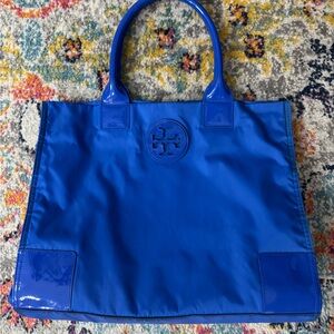 Tory Burch Electric Blue Tote with Patent Trim